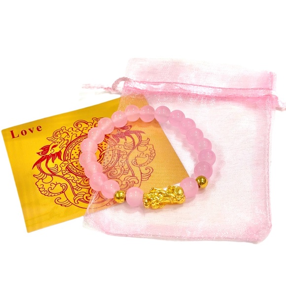 Rose Quartz Feng Shui Bracelet 8mm Self Love & Romance Style-A NWOT - Picture 8 of 10